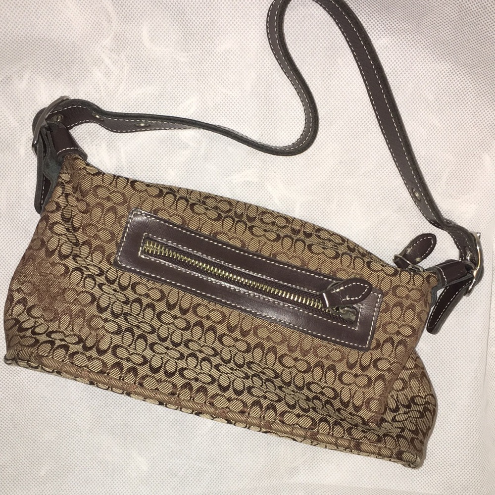 Vintage Coach Signature Canvas Small Shoulder Bag